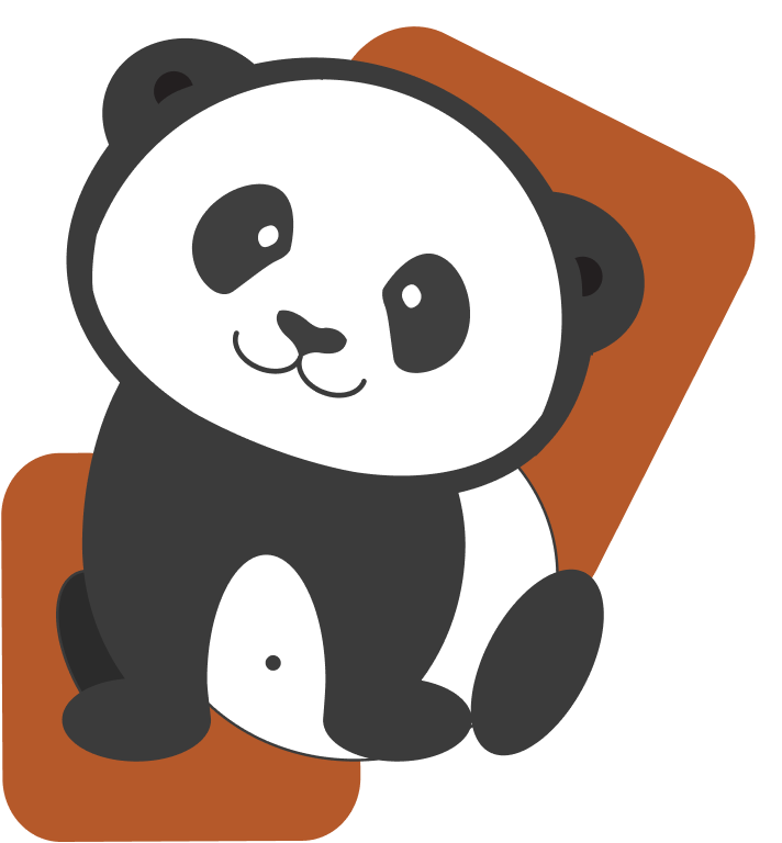 Panda With Orange Background Ilustration